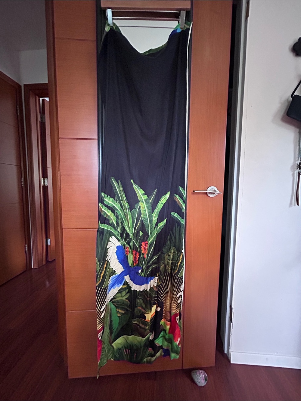 FARM Rio Tropical Parrot Print Scarf in Black, Green & Blue